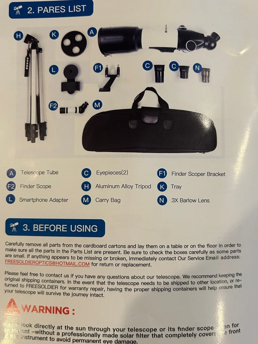 Free Soldier Black & White Telescope w/ Tripod-Compact Astronomical Telescope🤍